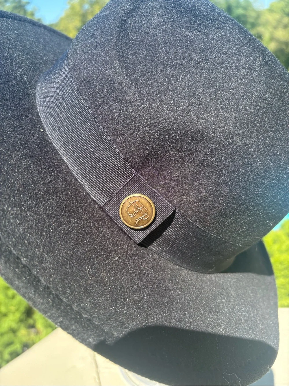 GUZEL SAPKA Black Wool Fedora Hat with Brass Decor, Size: S/M fits to 22” head